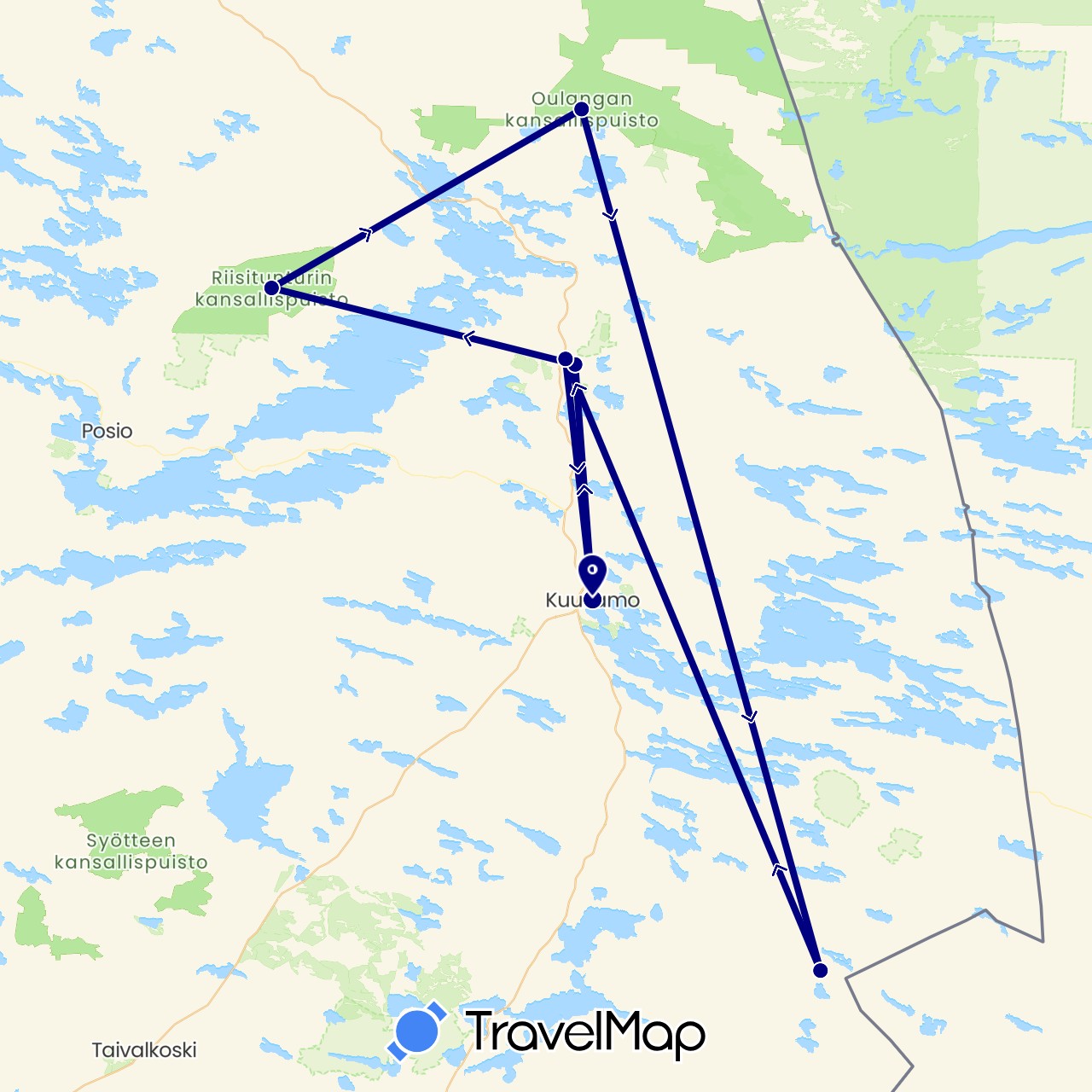 TravelMap itinerary: driving in Finland (Europe)