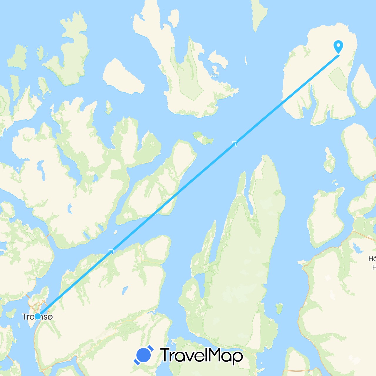 TravelMap itinerary: driving, boat in Norway (Europe)